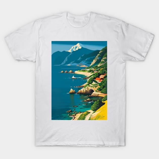 Village on a Coastal Canyon T-Shirt by CursedContent